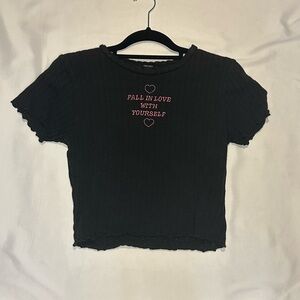 Forever 21 Black Crop Top with Pink Embroidery
